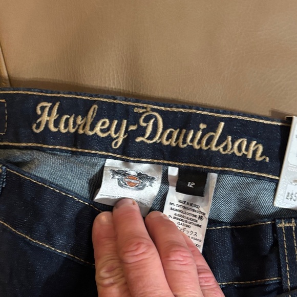 Womens Harley Davidson size 12 W mid rise boot cut  Blue Jeans - Picture 4 of 7